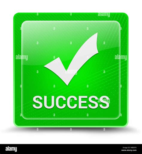 Success Icon Isolated On Green Square Glassy Button Abstract