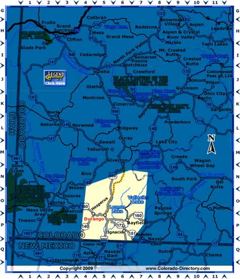 Durango Colorado Map Southwest Co Map Colorado Vacation Directory