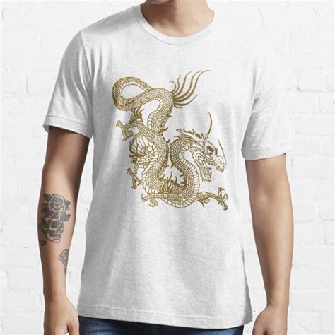 Gold Chinese Dragon White Background T Shirt For Sale By Eddiebalevo Redbubble Golden