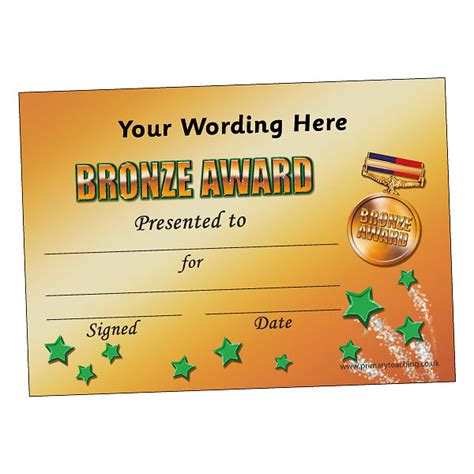 Bronze Award Certificates A5 X 20 Pupil Reward Images