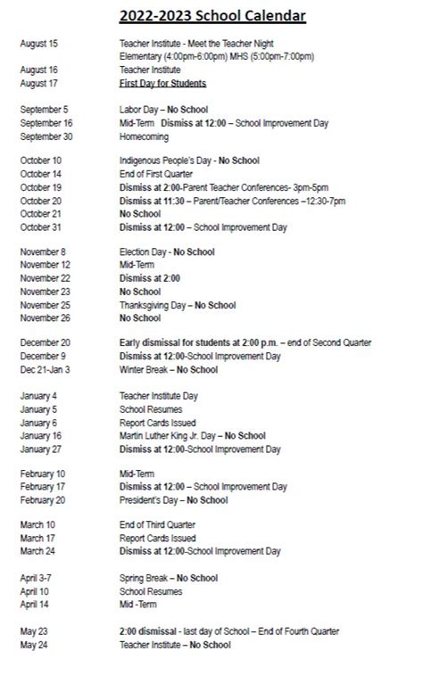 Community Unit School District 3 Calendar 2023 and 2024