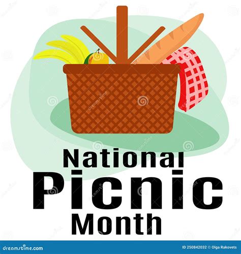 National Picnic Month Idea For Postrea Banner Flyer Or Postcard Stock Vector Illustration