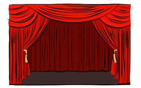 Theatre Stage Drawing Hand Drawn Theatrical Stage Stock Illustration