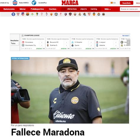 Así Reflejaron Los Principales Portales Del Mundo La Muerte De Diego Maradona “se Fue Un Genio