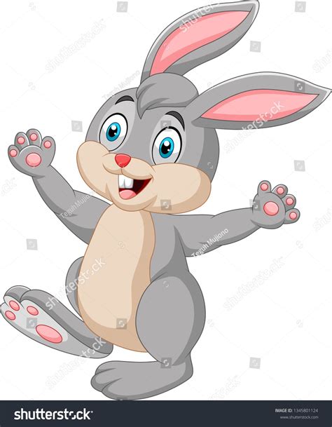 Стоковая векторная графика Happy Rabbit Cartoon Isolated On White