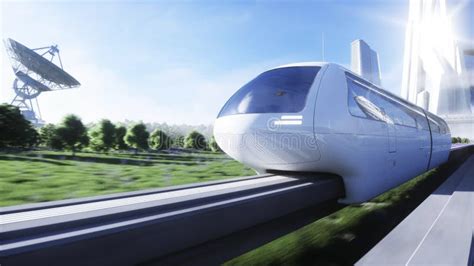 Futuristic Sci Fi Monorail Train Concept Of Future Futuristic City