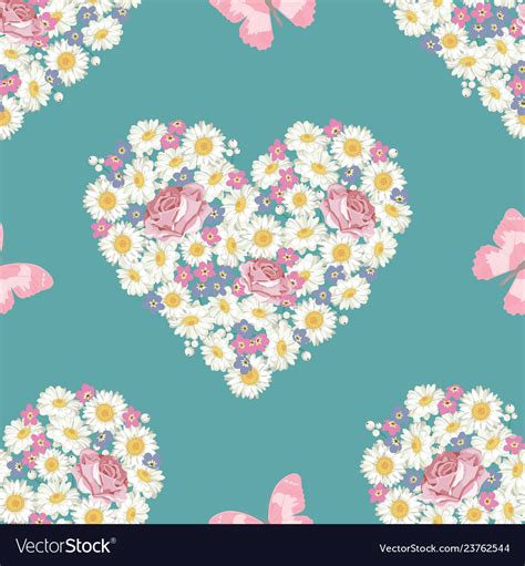 Does your flower resemble this? Heart shape roses chamomile and forget-me-not Vector Image