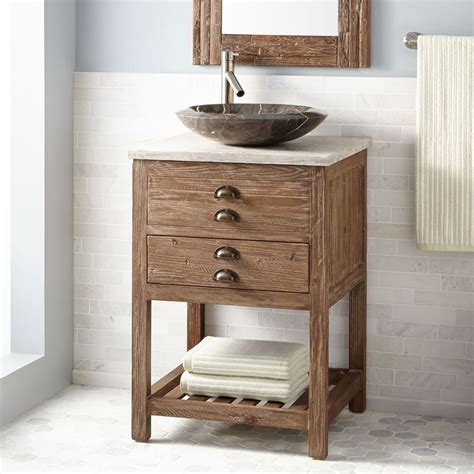 24benoistreclaimedwoodvesselsinkvanity Pine Reclaimed Wood