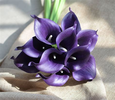 Eggplant Calla Lilies Dark Purple Real Touch Calla Lily Etsy