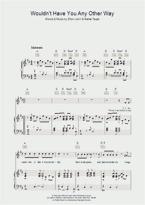 Wouldn T Have You Any Other Way Piano Sheet Music