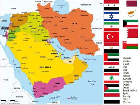 List Of Countries In Middle East Middle East Map