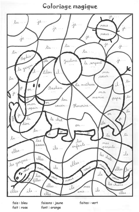 Coloriage Magique Verbe Ce1  Coloriage Magique
