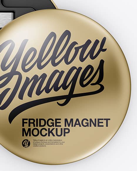Download Two Metallic Round Fridge Magnets Mockup in Object Mockups on Yellow Images Object Mockups