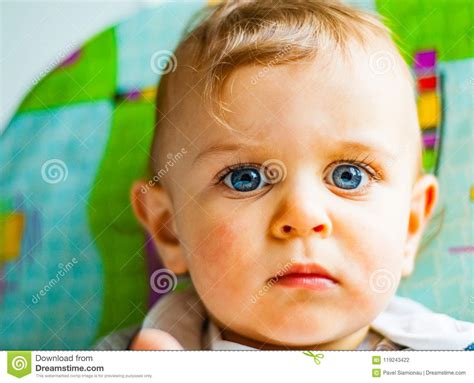 Baby Boy With Blue Eyes Stock Photo Image Of Caucasian 119243422