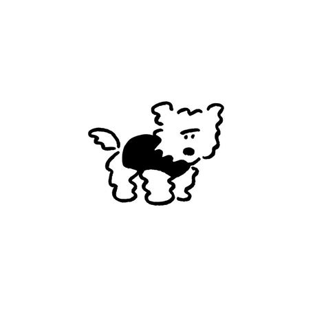 A Black And White Drawing Of A Poodle With Its Head Tilted To The Side