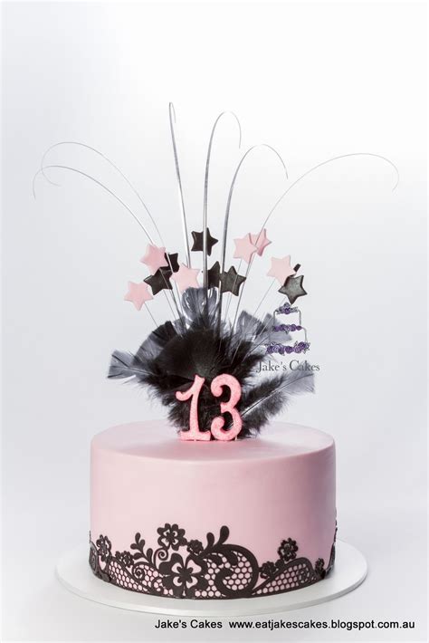 Jakes Cakes Pink And Black Lace 13th Birthday Cake