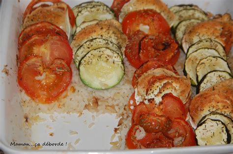 Tian courgette tomate et chèvre sur lit de riz