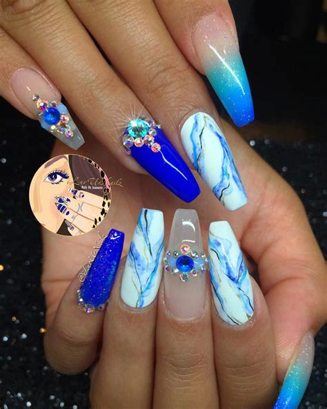 24 Blue And Pink Marble Nails Background Blue Nails Pictures