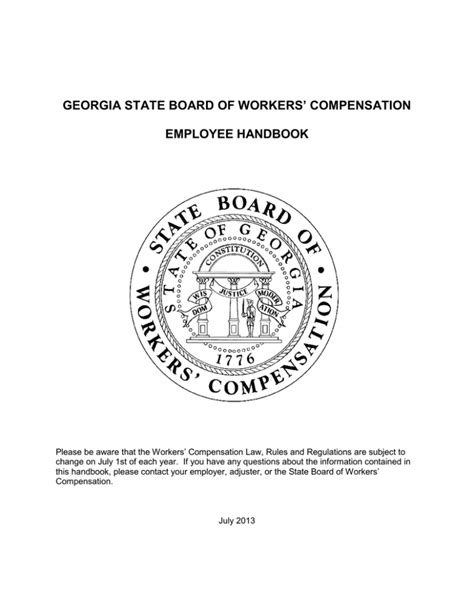 Georgia State Board Of Workers Compensation Employee Handbook