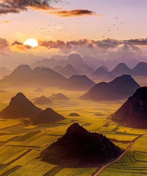 Stunning Sunset In Luoping Yunnan China Rpics