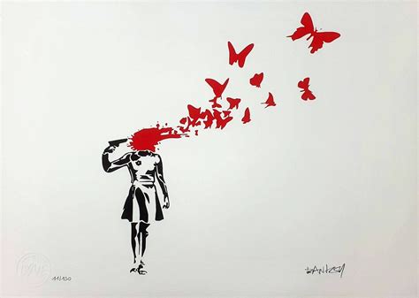 Banksy Butterfly Girl Suicide Lithograph Certificate Orginal Edition