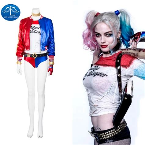 manluyunxiao new chic suicide squad harley quinn costume deluxe outfit halloween carnival