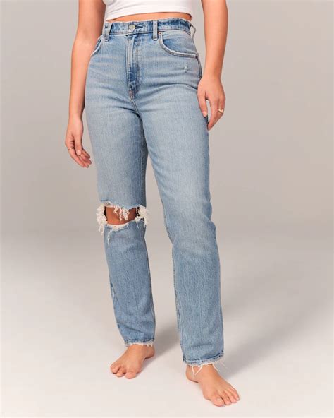 Abercrombie And Fitch Curve Love Ultra High Rise 90s Straight Jean