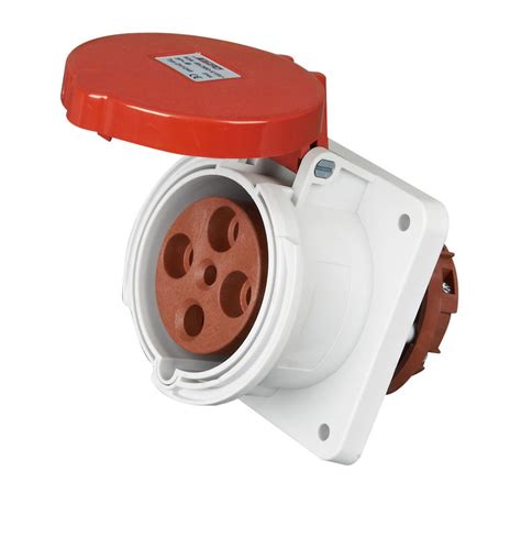 Red 63a 3 Phase Socket 400 Volts 4 Pins Industrial Power Socket Outlet