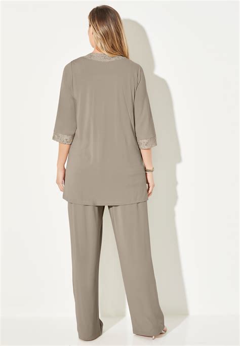 Catherines Womens Plus Size Petite 3 Piece Lace Gala Pant Suit Ebay