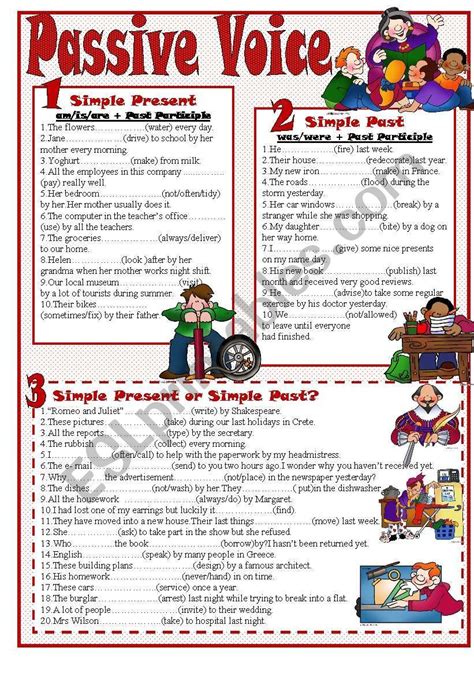 A Worksheet To Practise Simple Present And Simple Past Passive Voice