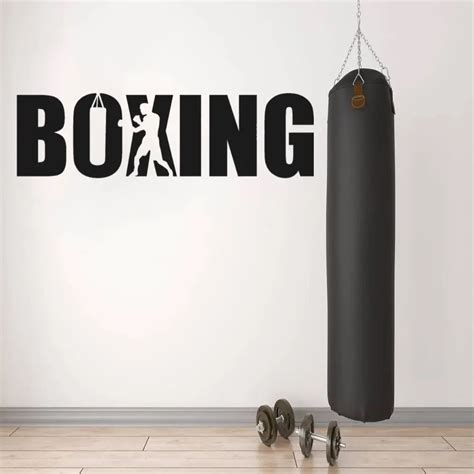 Boxing Word Silhouette Wall Sticker Decal Sticker Boxing Gym Wall Art