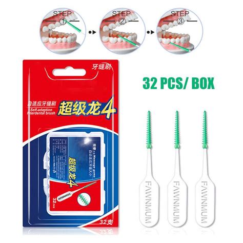 32pcsbox Super Soft Silicone Interdental Brushes Toothpicks Teeth Care