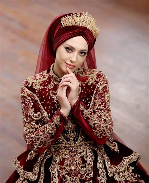 Muslim Burgundy Wedding Dress Long Sleeve Ball Gown Tbw05 Tanya Bridal