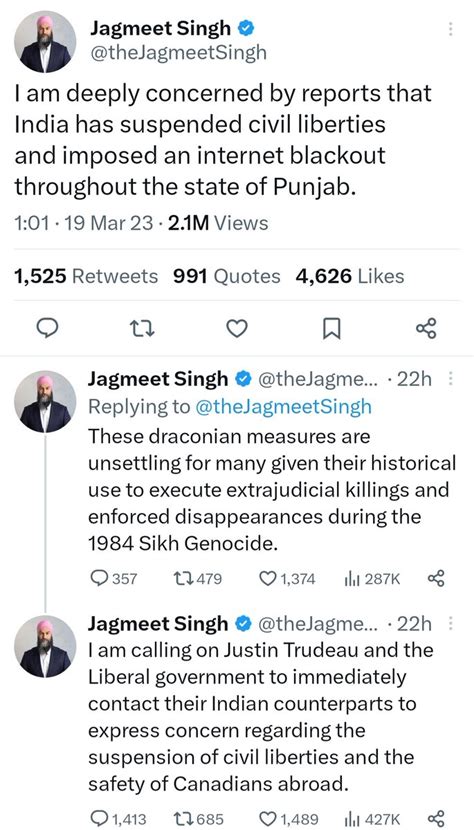 अमित स Amit S 🇮🇳™ On Twitter Rt Askanshul 6 Canadian Mp Jagmeet Singh Is A Well Known