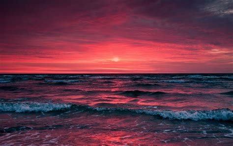 Download Wallpaper 1920x1200 Ocean Sunset Surf Horizon Sea Sky