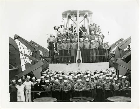 Us Sailors Gathered On Deck Of Ship For Group Photo The Digital