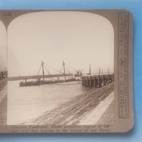 Ww Stereoview Card Rp D C Ostend Belgium Hms Vindictive Scuttled