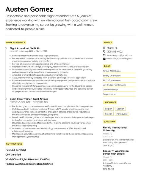 Flight Attendant Resume Example And Writing Tips For 2022