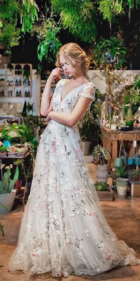Floral Wedding Dresses For Brides That Are Pretty Colored Wedding