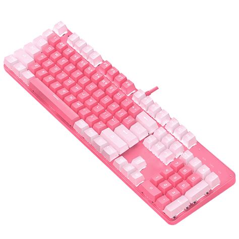 Mechanical Keyboard Cute Girl Heart Pink 104 Keys Led Backlit Gaming