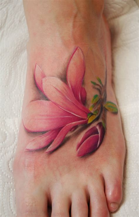 Cute Flower Tattoo Idea On Foot For Elegant Women Tattooimagesbiz