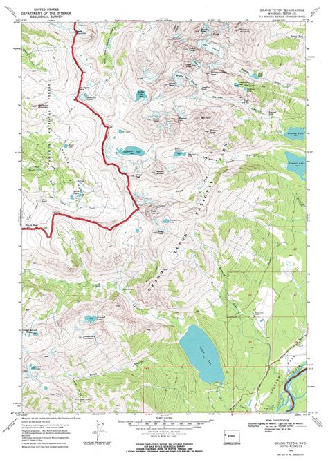 Grand Teton Topographic Map 124000 Scale Wyoming