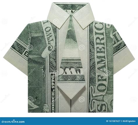 Money Origami Shirt With Tie Made Of Real Two Dollars Bill Isolated On