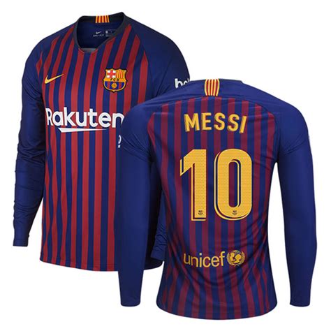 Nike Barcelona Lionel Messi 10 Ls Soccer Jersey Home 1819