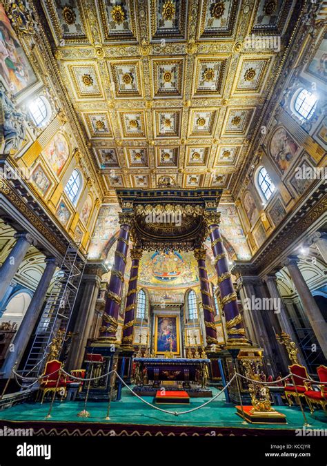 Interior Of The Basilica Di Santa Maria Maggiore View Down The Nave