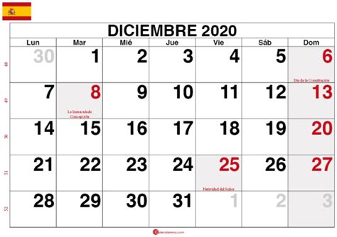 Calendario Diciembre 2020 Para Imprimir Gratis