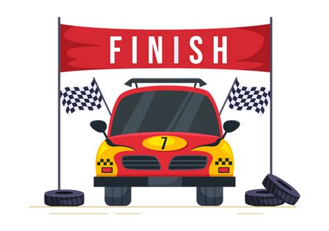 Best Formula Racing Car Reaching Finish Line Illustration Download In