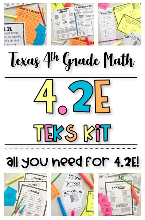 Texas 4th Grade Math TEKS 4.2E / Represent Decimals as tenths and ...