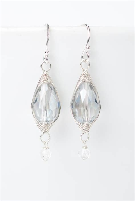 Avd Herringbone Crystal Sterling Silver Dangle Earrings For Women