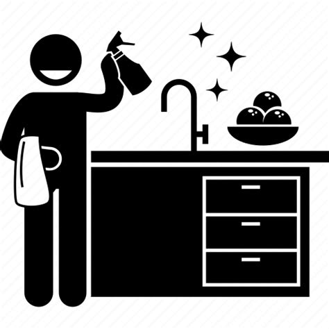 Cleaning Detergent House Kitchen Man Sink Washing Icon